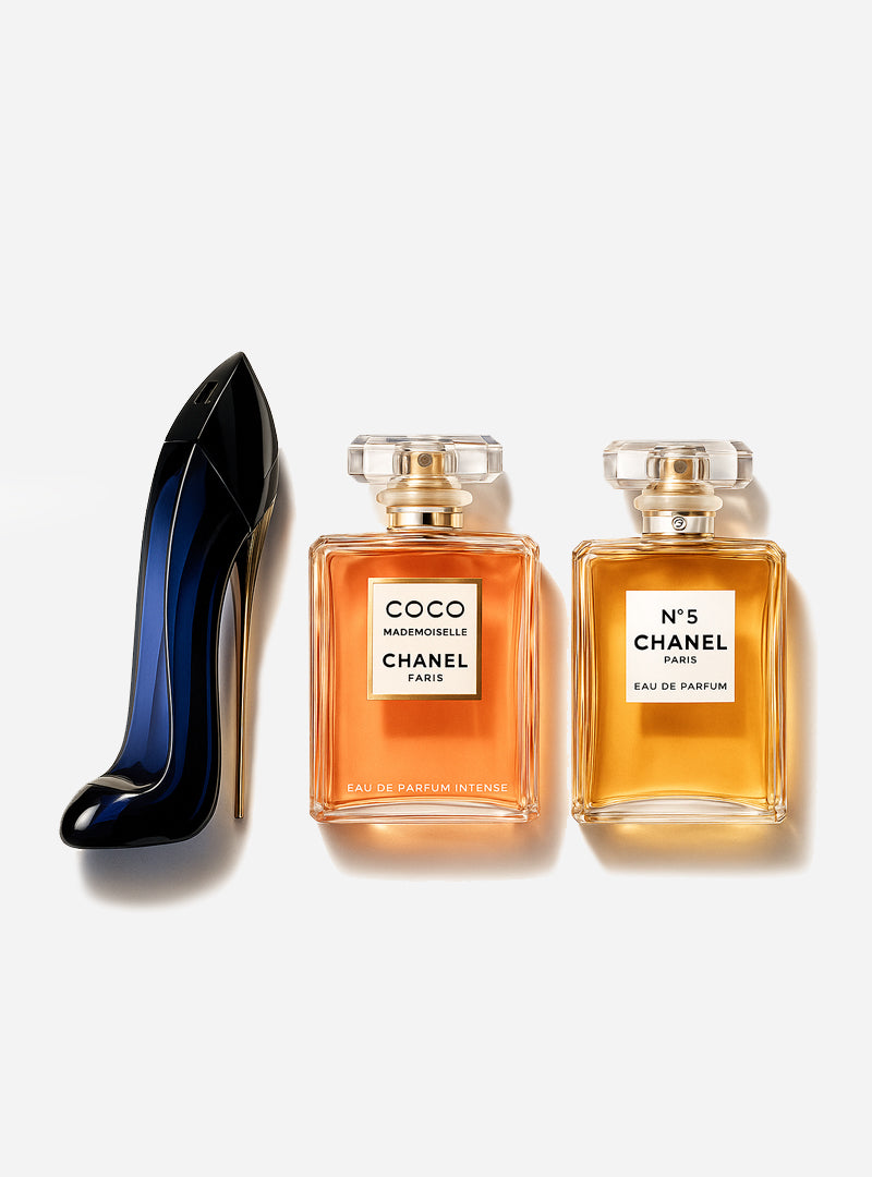 Combo de 3 perfumes GOOD GIRL, COCO MADEMOISELLE, Chanel Nº5 100ml